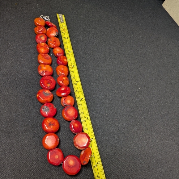 Vintage Sterling & Coral Necklace - Picture 10 of 12